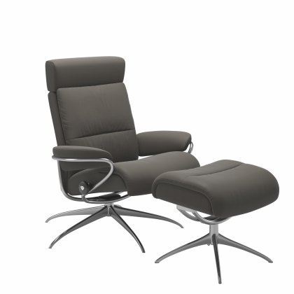 Stressless Quickship Tokyo with Headrest Star Chair with Footstool